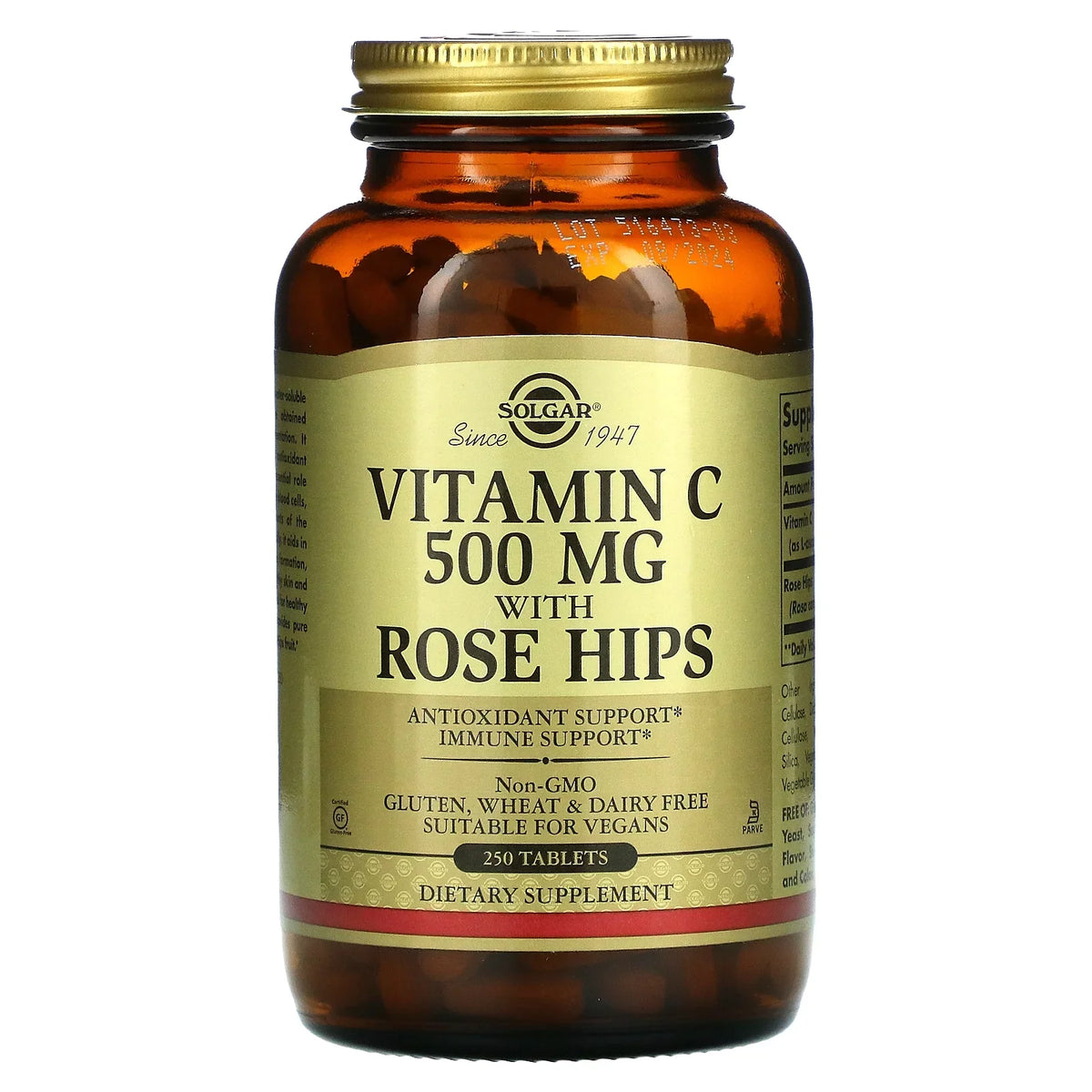 mg, 250 Vitamin Rose 500 C Hips, Tablets with Solgar