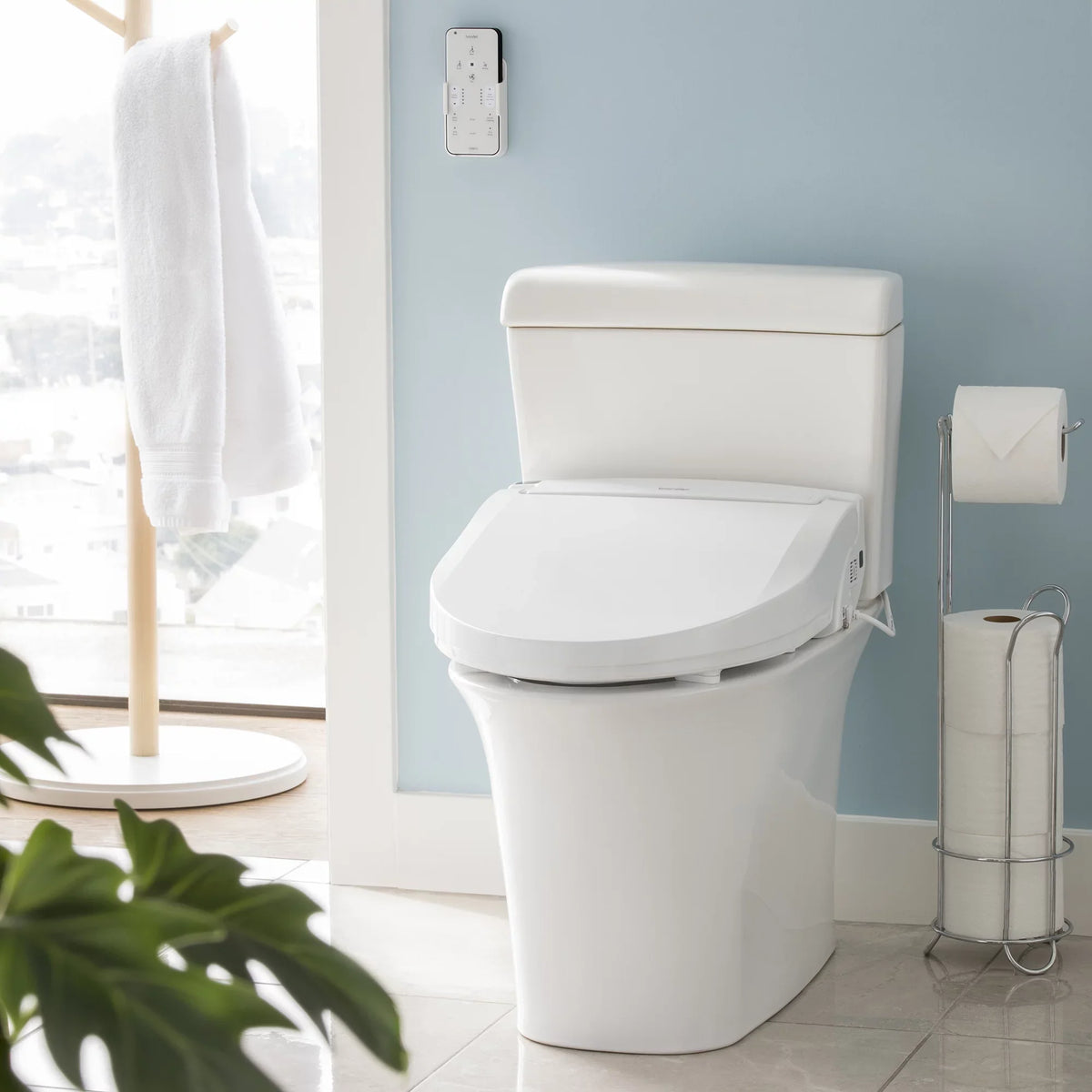 Bidet with Advanced White Swash Brondell Remote Control, Toilet Round Seat DR802
