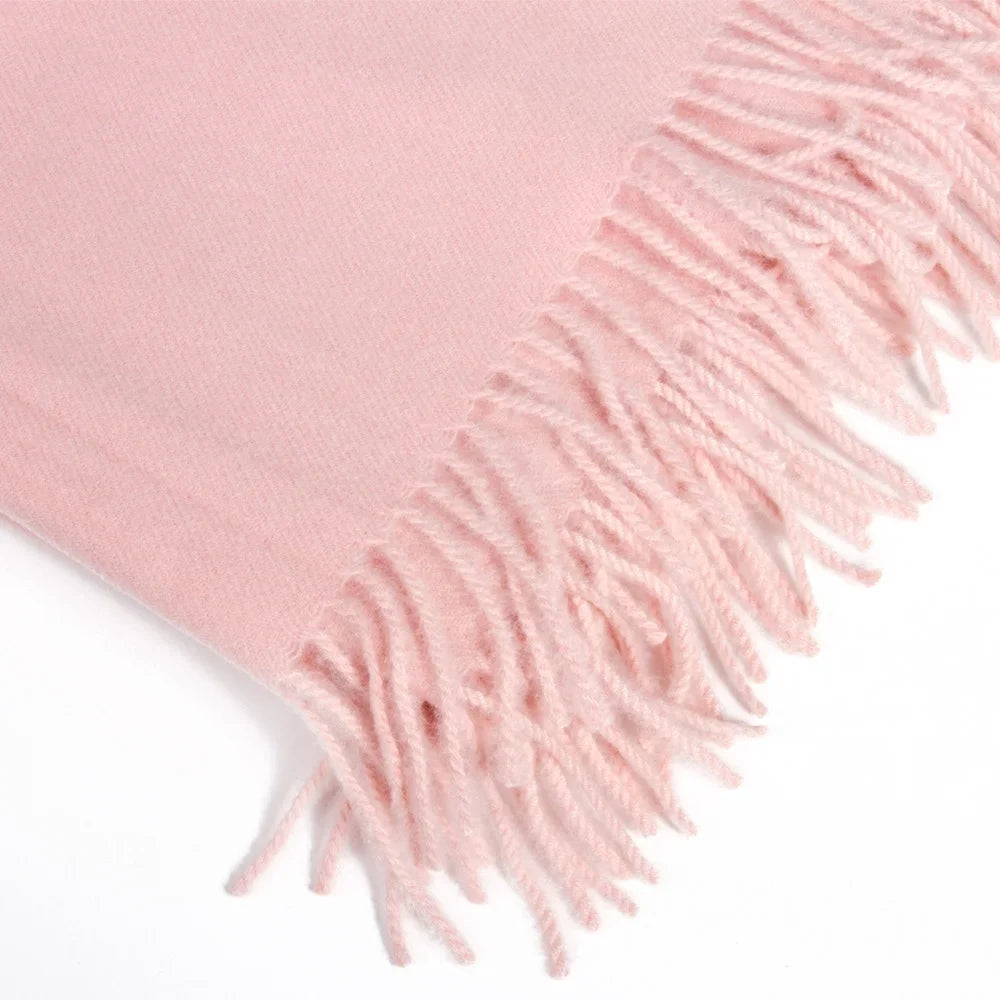 Dreamy 27.6x74.8-inch Soft Women Virgin Scarf with Tassels Warm Wool for Scarf Pink