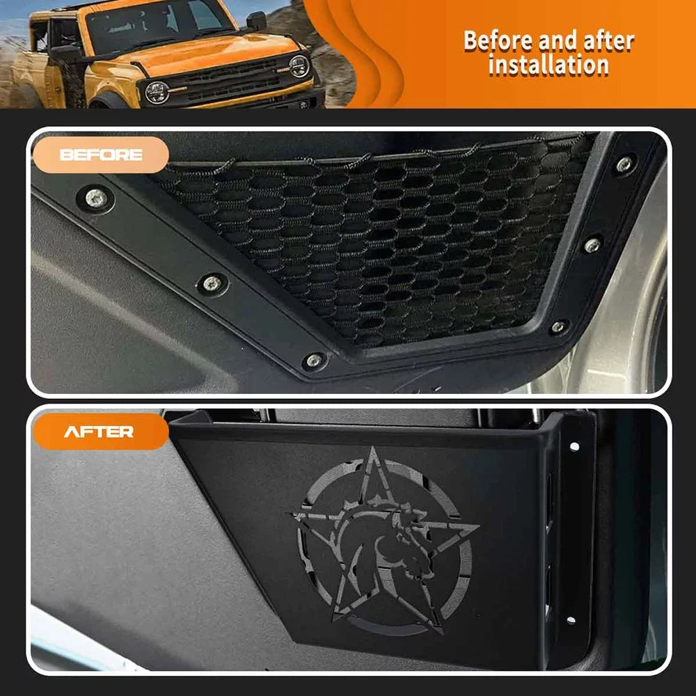 Organizer Metal liquid Door for Pocket Scratch 2/4 Proof EDITION), Box Panel Rear Pair Bronco for Black ALLTIMES Resistance,1 Dust Door 2021+(OFF-ROAD Proof