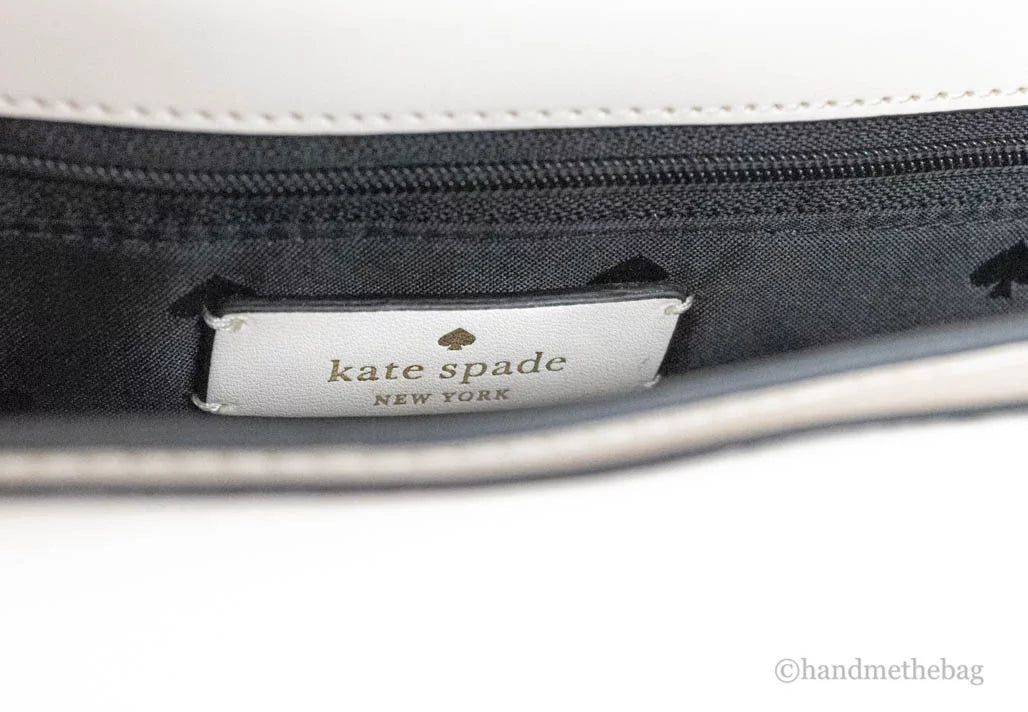 Kate Flap Black Top Leather Spade Handle Colorblock Puffy Bag Purse Crossbody