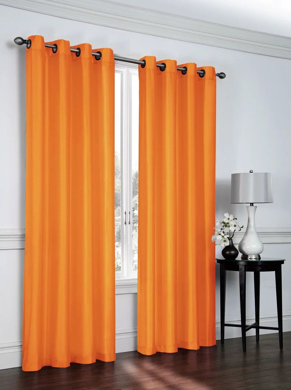 Shimmer Luxurious Collections Regal Top Semi Sheer Panels Ultra Orange/Pumpkin Grommet Curtain Pack: 2 Home -