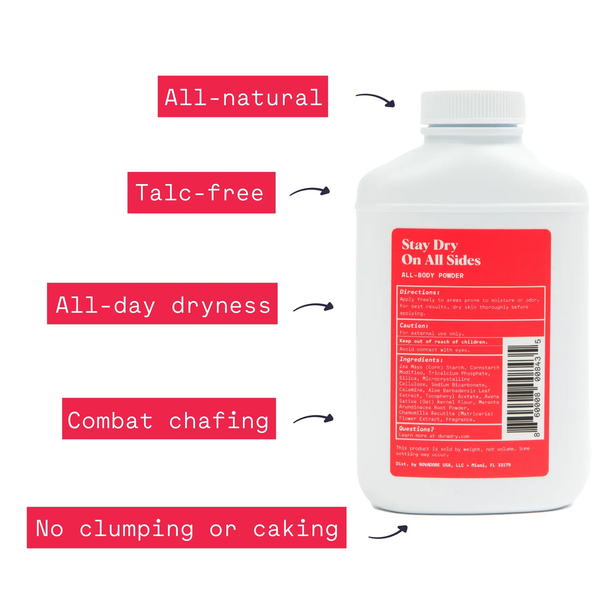 Body All Naturally Any Talc-Free, Duradry Defense Sweat Body 3-Pack Anti-Chaffing, 4oz, Prevents Odor - Powder Odor Powder, Natural Absorbing, Sweat - & and Seabreeze, Eliminates Control,