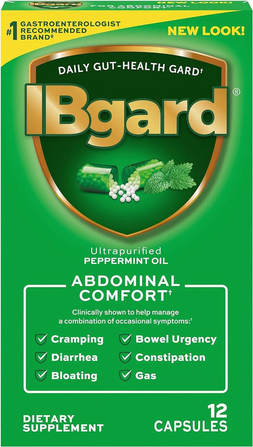 Ultra Good Bloating Box Relief Peppermint 12 (IBS) Timers Gas Capsules for Small Purified Syndrome Oil Bowel Irritable IBgard First 90mg for