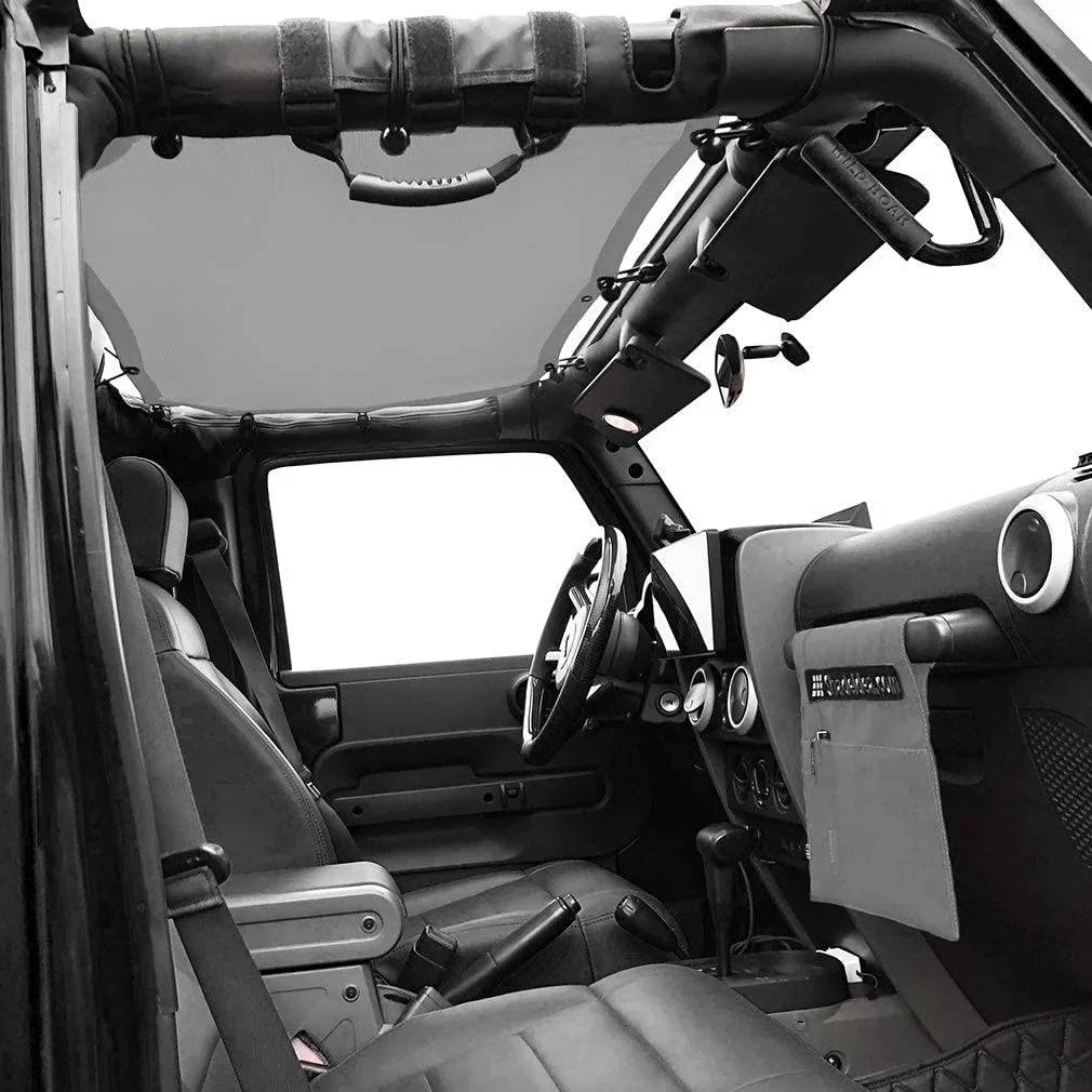 JKU Bag-10 Unlimited Years Mesh Shade Warranty Sunshade Shadeidea (2007-2018) Jeep Screen Sun Blocker & JK Front UV Top Rear-Gray Wrangler 4-Door with Cover Grab