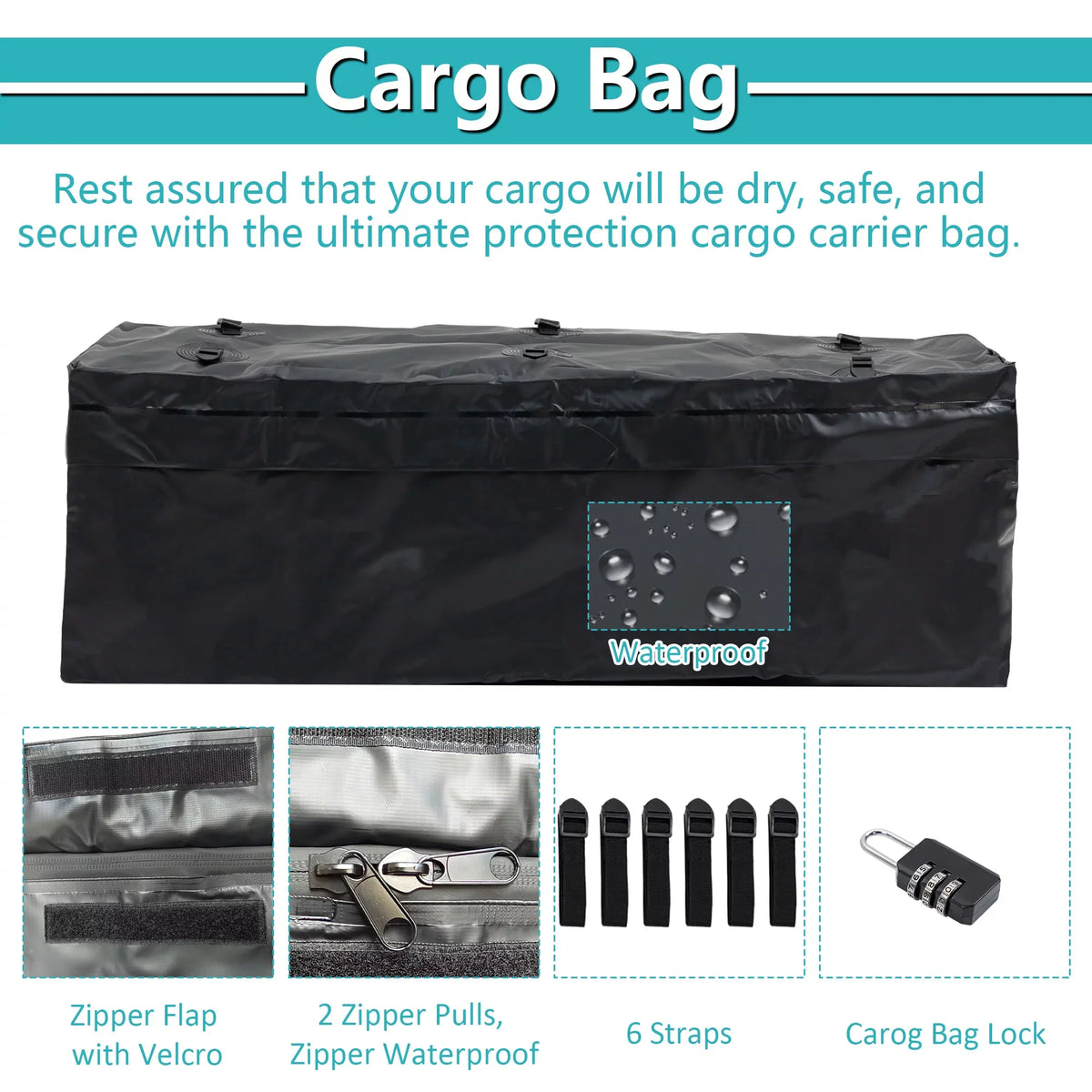 Car 60" Capacity Black 6" Hitched 500lb Cargo Net, Trailer, for 24" SUV Truck Mounted Basket with Folding x Cargo x