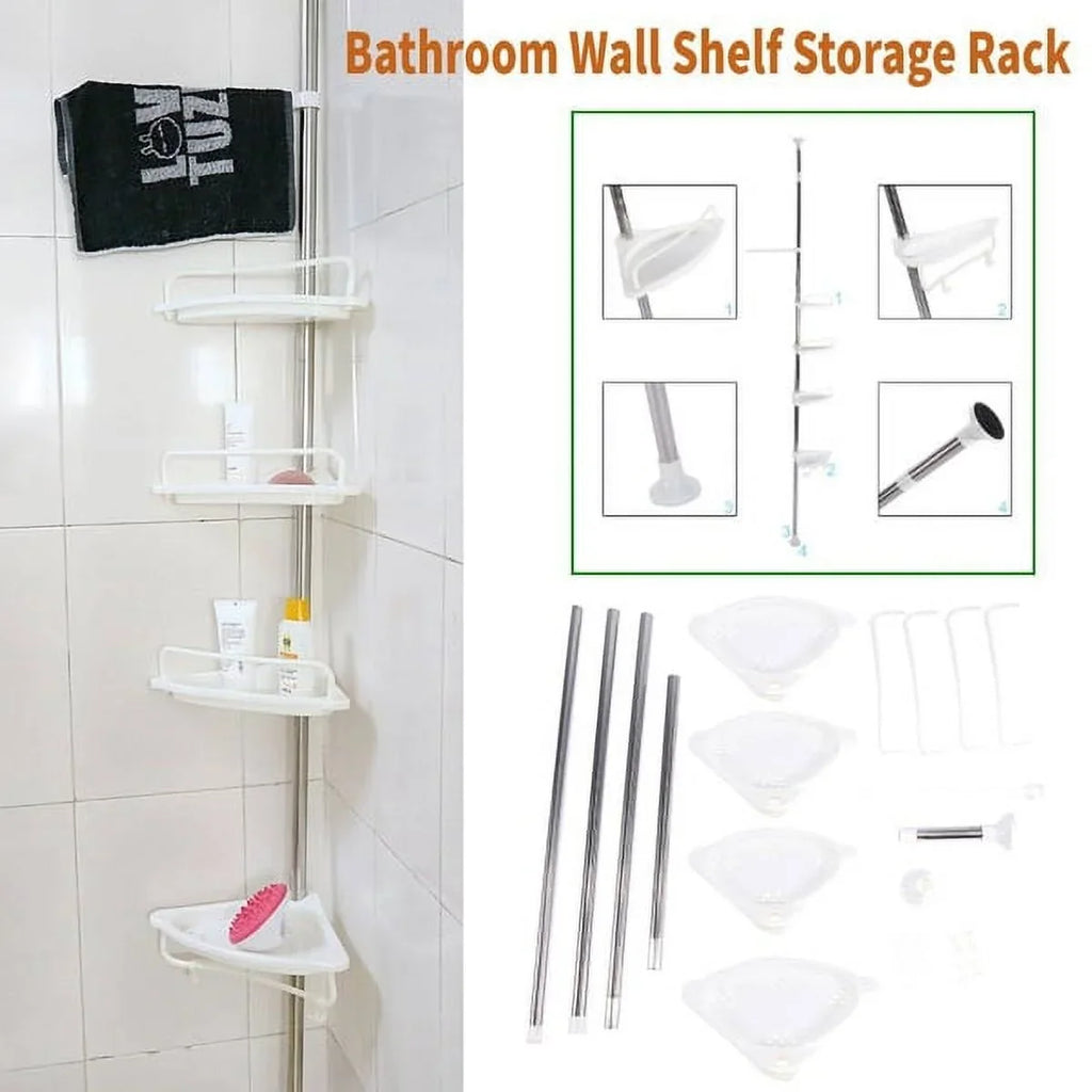 Corner Layer Shelf Vobor White Bathroom Organizer Shower White Shower Caddy Shelves, 4 with 4
