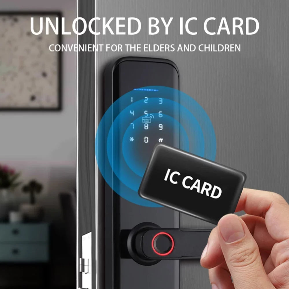with Handle Fingerprint Compatible Door APP Lock Door Fingerprint Door Lock Keypad Door Lock Lock Lock Carevas Smart Electronic with Lock Smart Deadbolt