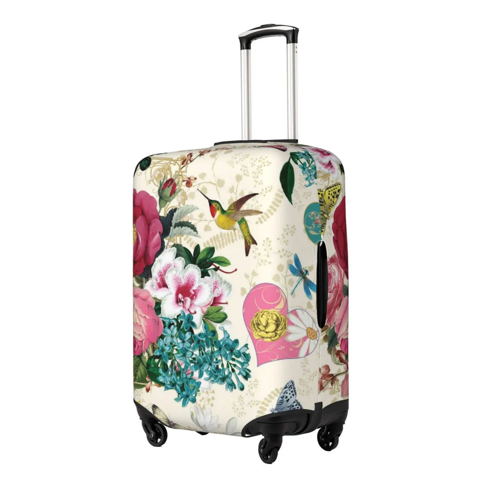 Zipper Rose Cover Print Bird Luggage inch Washable with Elastic Protective -Medium Suitcase Hidden Fits and 18-32 Easygdp Butterfly