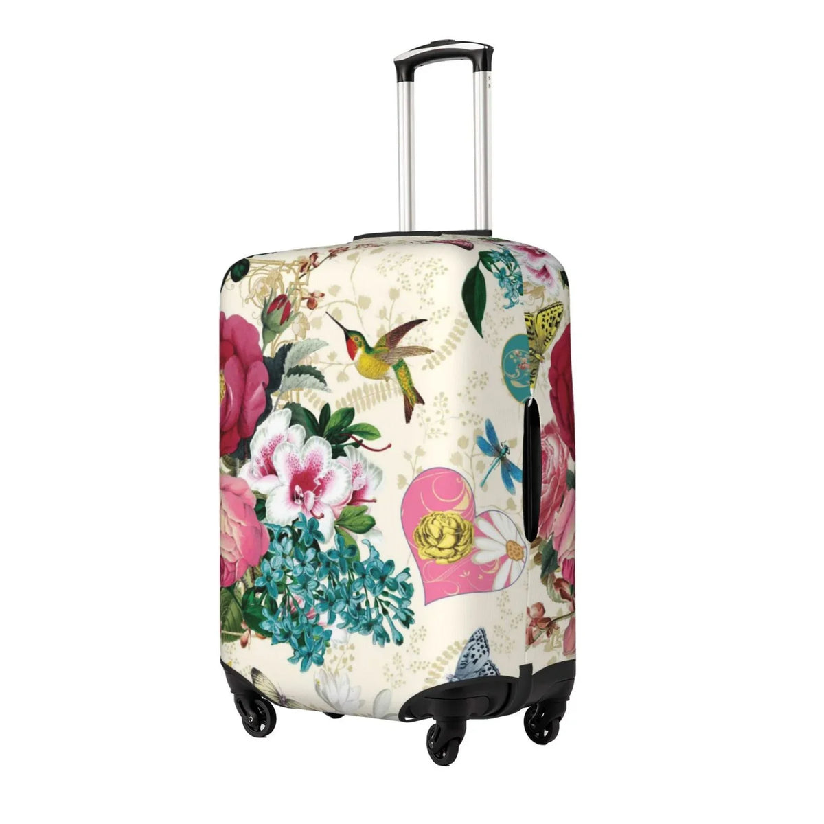 Zipper Rose Cover Print Bird Luggage inch Washable with Elastic Protective -Medium Suitcase Hidden Fits and 18-32 Easygdp Butterfly