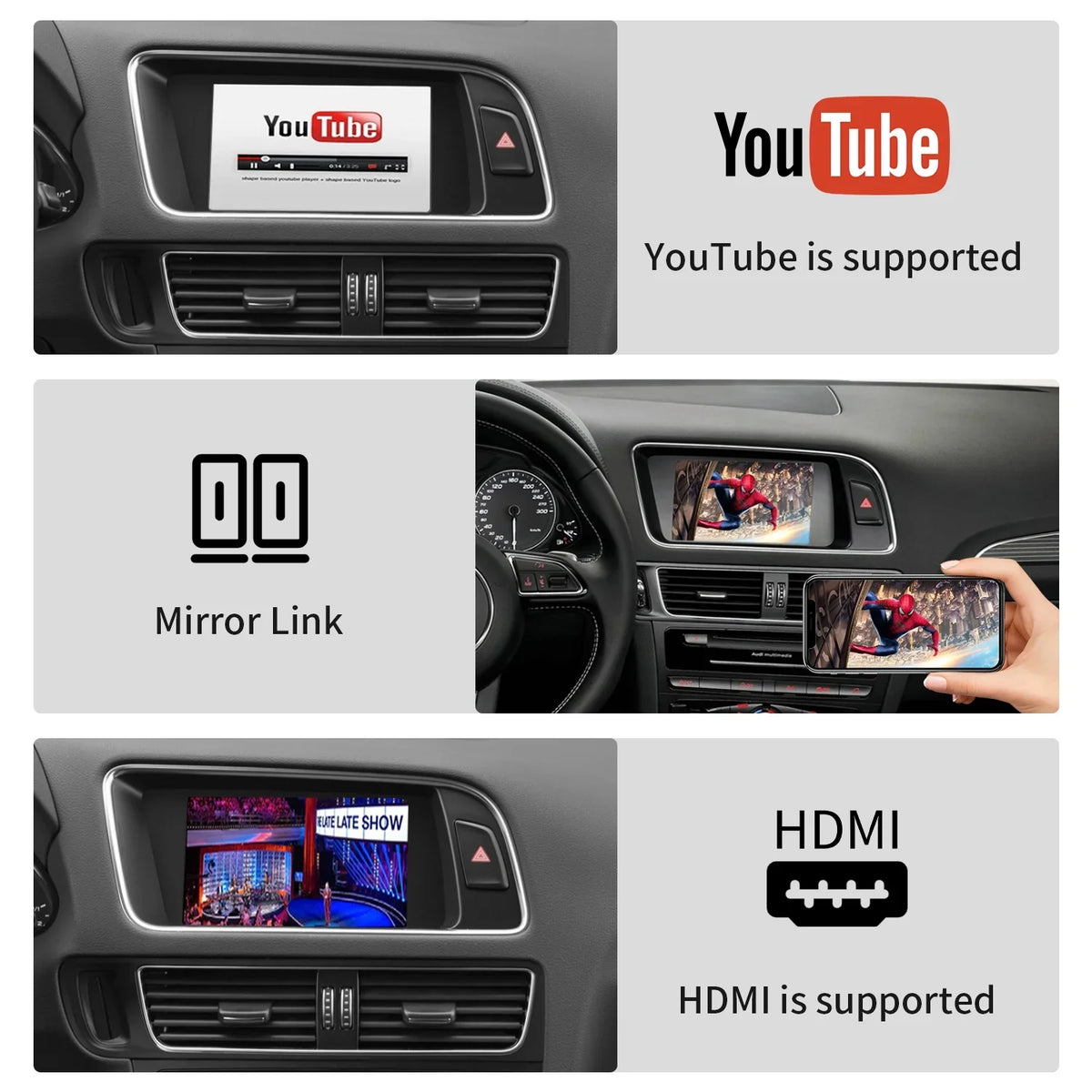 Control,Camera Carplay System,Carplay A5 Q5 RS4 S5 Kit,Mirrorlink,Siri,Navigation,YouTube,Original A4 Auto 3GMMI Ninetom S4 Retrofit for Audi 2008-2015 RS5 Support Android Wireless