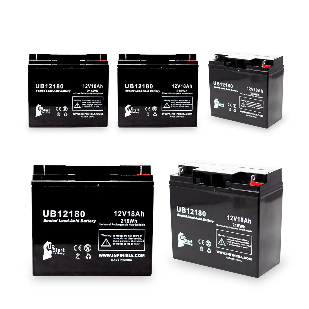 Pack Compatible UB12180 Lead (12V, Universal Replacement CF12V18 BATTERIES Battery - Acid Terminal, 18Ah, PICHER - Battery SLA) T4 5x EAGLE 18000mAh, Sealed AGM,
