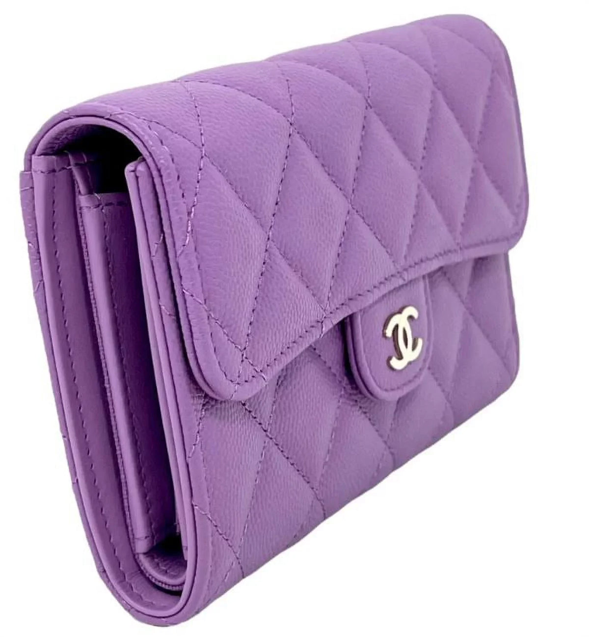 Clutch Long Quilted Purple Wallet Bag Leather NEW