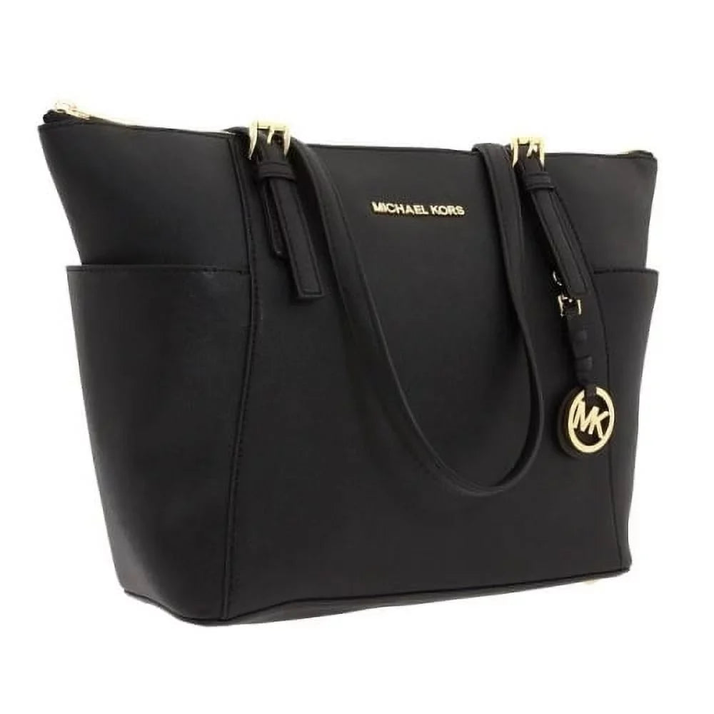 '- Zip Med. Top MICHAEL Kors Saffiano - Michael Jet Set Tote Travel Black 30F2GTTT8L-001