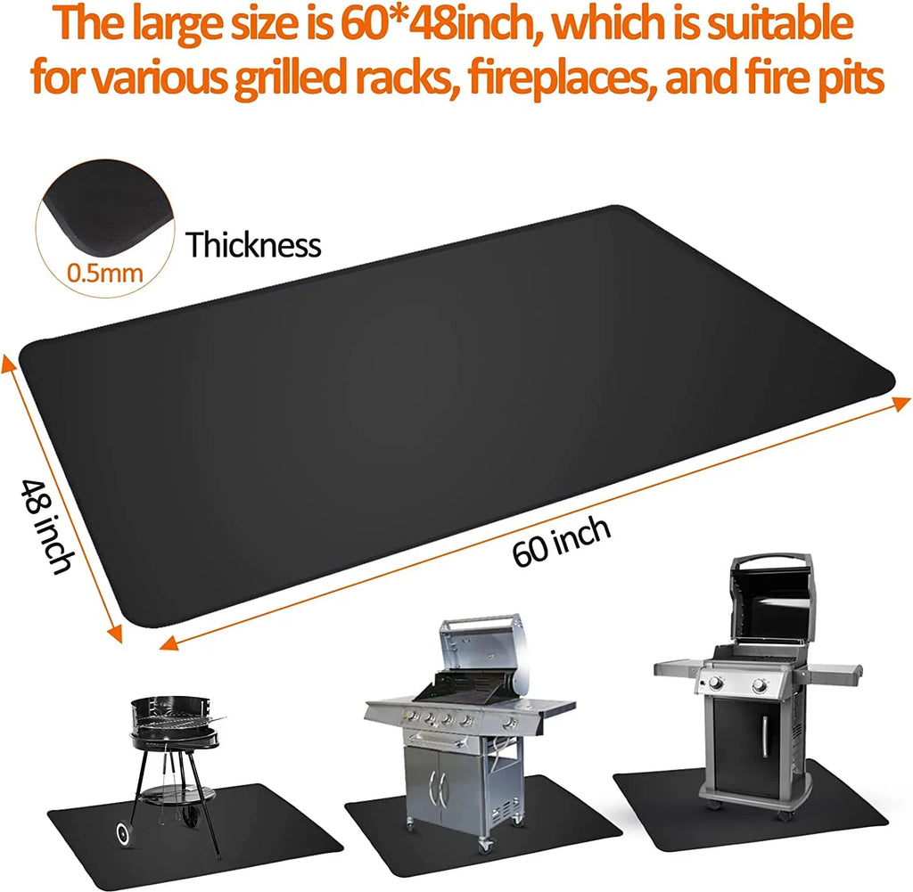 Grills, Pit Under Smokers, Top, Flat Black Grill Charcoal, AXOMRFC for Indoor Fire Fireproof for exterior Gas Mat Mat Deck Protector, Grill Grill, Mat Mat, for Fireplace 60*48inch BBQ exterior Mat