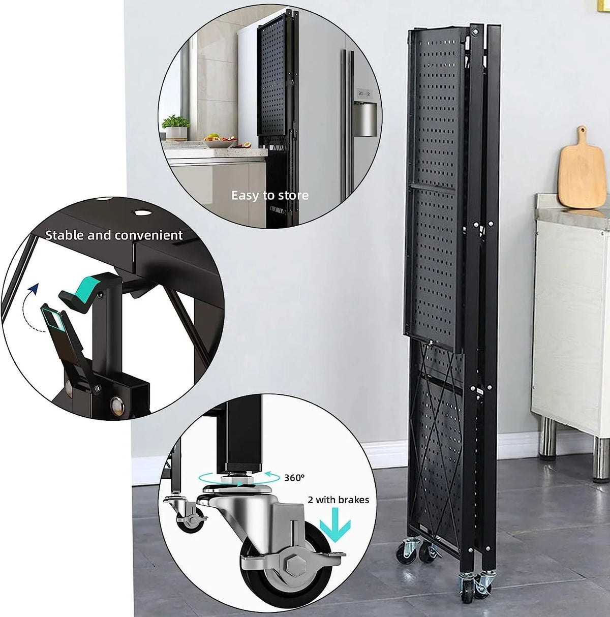 Duty Metal Kitchen Foldable Collapsible Wheels D Rack, 65" W Shelves, Storage Metal x Closet, Units 14" (5- for H x 5-Shelf on shelf storage) Garage Bakers Wire, Heavy Shelving 28" Organizer