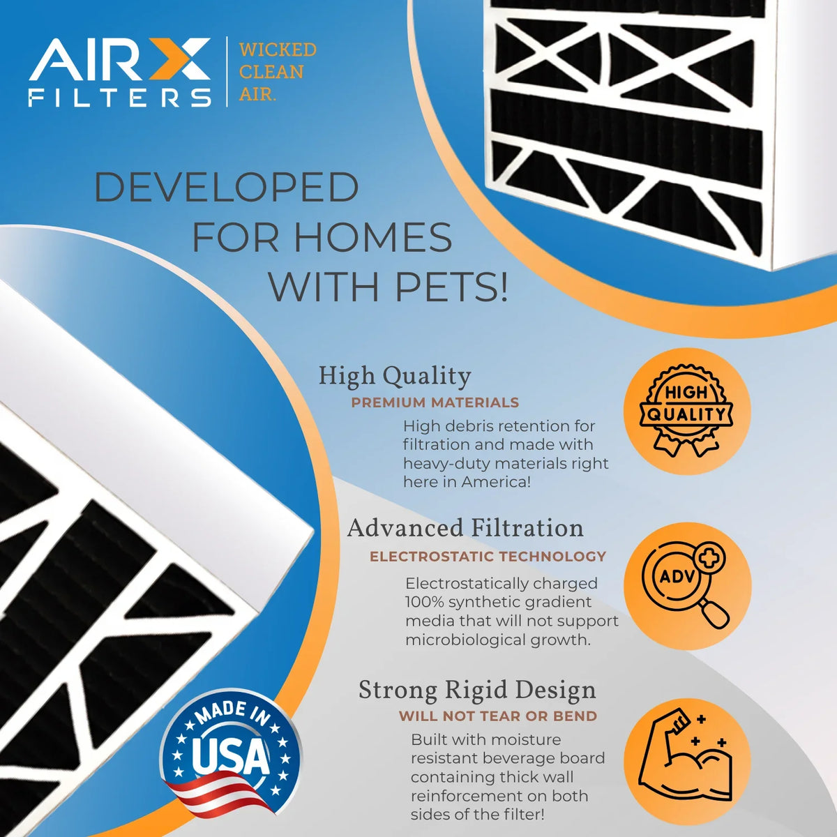 by Filter Eliminator Pack to WICKED 5 Air 2 Compatible with FPR Filter Comparable Carbon FILTERS MERV Bear Odor AIR. CLEAN AIRX MPR 255649-102 20x25x5 & Air 8 700