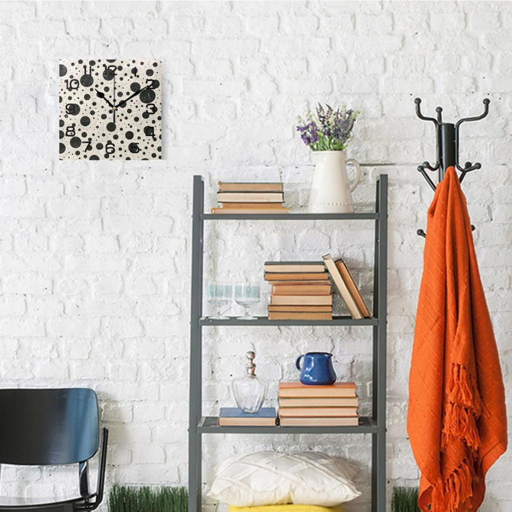 Battery Home Kitchen Wall Non-Ticking Silent Operated Square inch Office Dots Clock 7.78 Clock Decoration Retro Polka