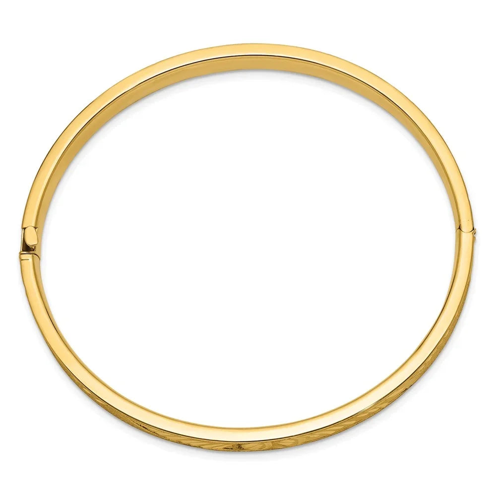 Hinged QCC4/16 Bangle 14k 4/16 Diamond-cut Concave Bracelet