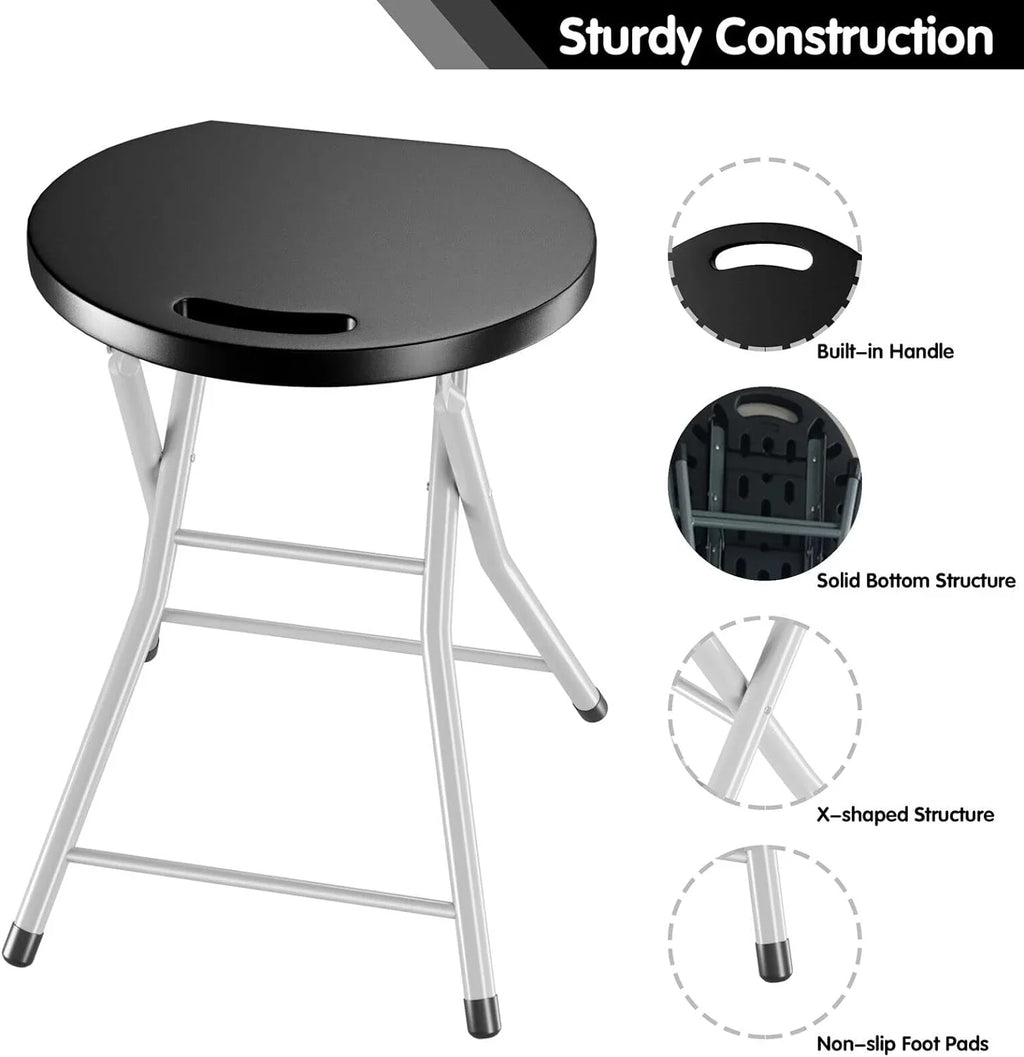 28'' Barstools Duty Camping, exterior with SILKYDRY for lbs Stools Handle, Collapsible Stool, & Adults Portable Foldable 330 MIDDOW Stool Capacity Kitchen, Heavy Counter Chair Metal Bar Folding for