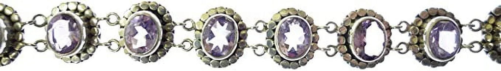 Tribal Silver to Length / Genuine for Purple Unique 8” Sterling Women Adjustable Gemstone Designer Ethnic Inch Amethyst Bracelet 925 Handcrafted 7.5” Beautifully Fashion Gypsy