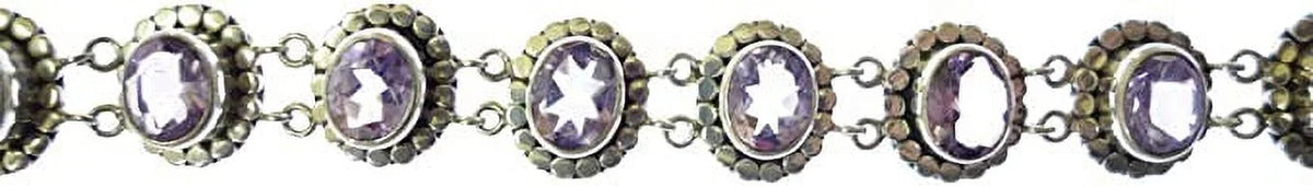 Tribal Silver to Length / Genuine for Purple Unique 8” Sterling Women Adjustable Gemstone Designer Ethnic Inch Amethyst Bracelet 925 Handcrafted 7.5” Beautifully Fashion Gypsy