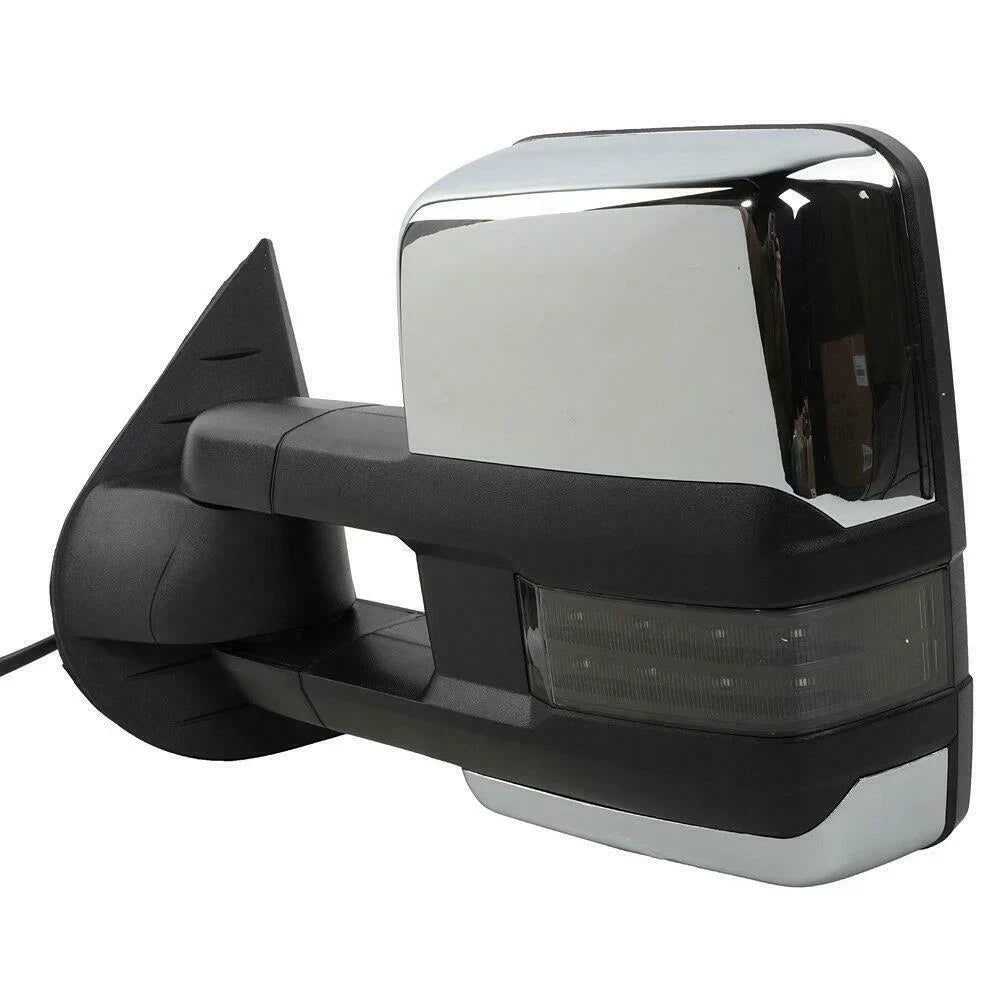 GMC Chrome Chevrolet Teledu Power Heated Mirrors For Towing Lamp Signal&Backup LED