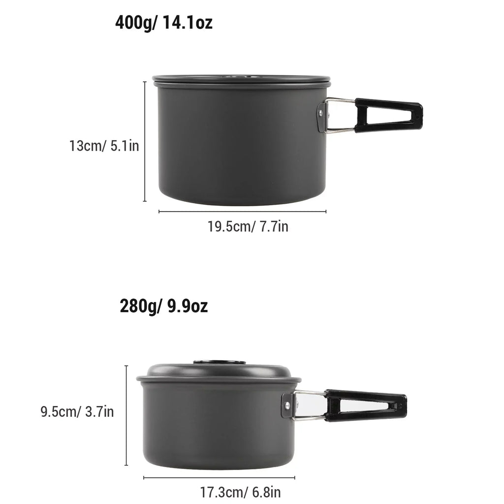 for Pot Hiking Cookware moobody Kettle Backpacking and Set Camping Mess Non-Stick Kit Camping Pan with