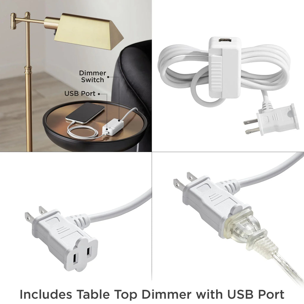 Lamp Drum with White 72" Port Shade Arc Brushed Nickel Floor House Room 360 Modern Reading Living for Charging Tall USB Lighting