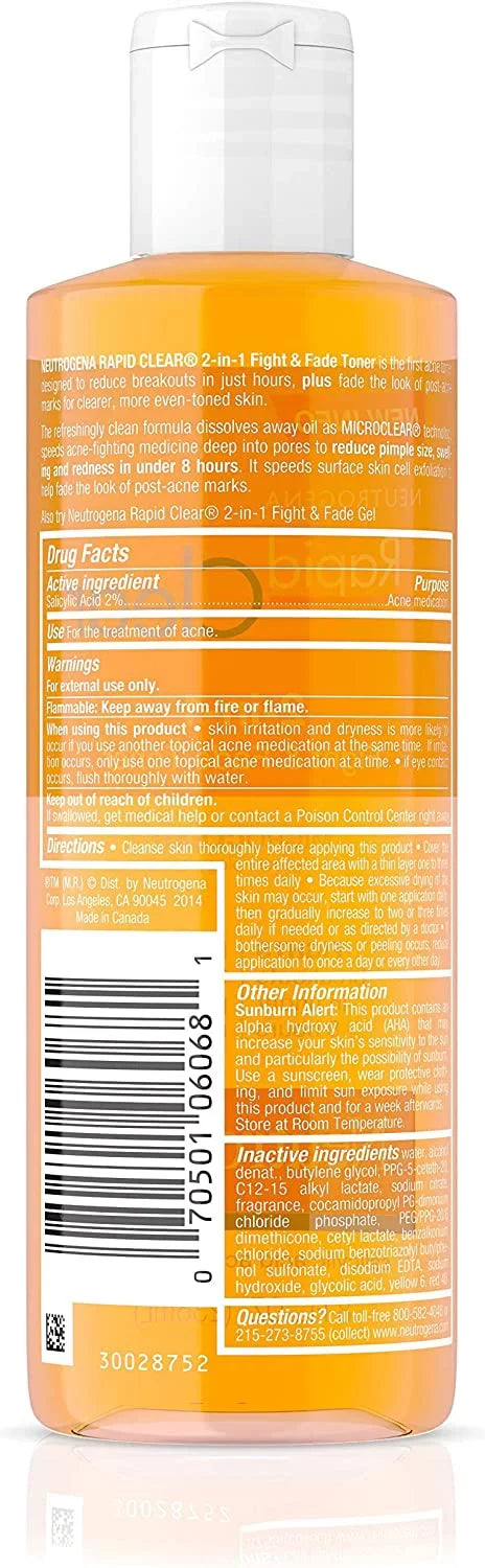 2) Toner Clear oz 2-in-1 Fade Rapid (Pack Fight & 8 of Neutrogena
