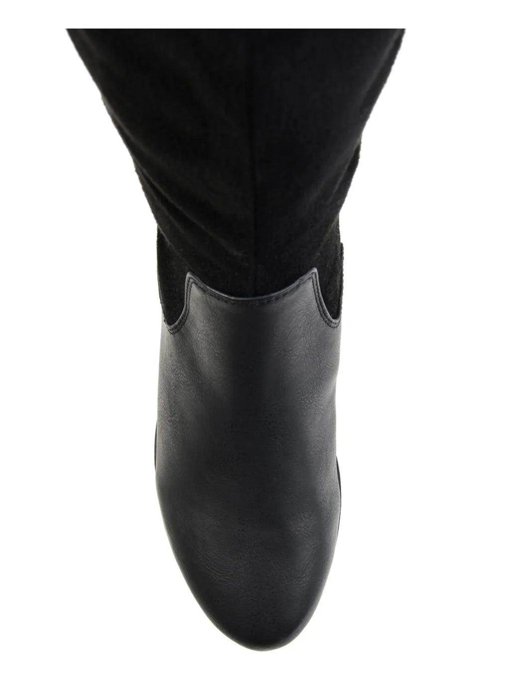 WC 8.5 Buckle Womens JOURNEE Heel Block COLLECTION Boot Riding Black Zip-Up Almond Toe Goring Accent Frenchy Comfort