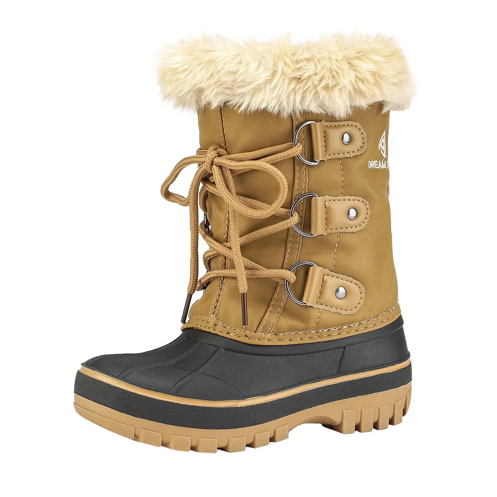 dimension Snow Boots Fur-Lined TAN Ankle Boys Pairs Winter Soft Kid Little Faux Toddler Warm Shoes Kids Dream FORESTER Girls Boots 1