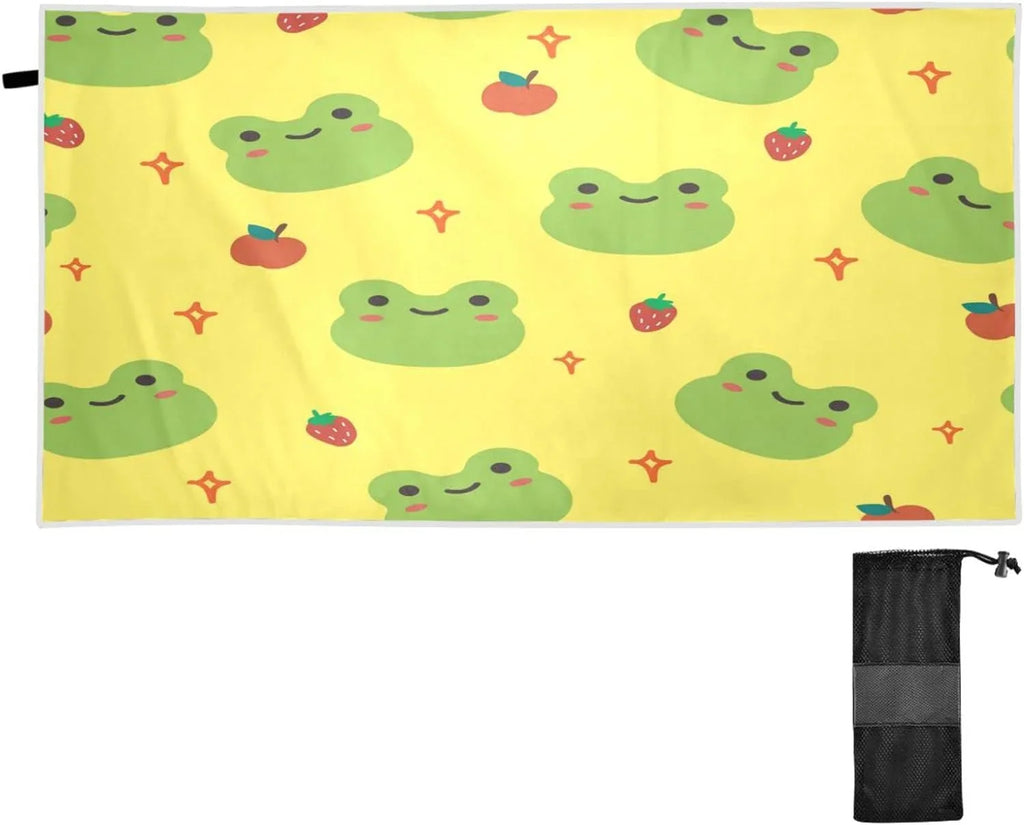 Frog Cute Oversized Absorbent - Travel Cartoon Towel Compact for Swimming Beach Lightweight Holiday（194） Camping Super - Bestwell Towel Dry Quick Towels