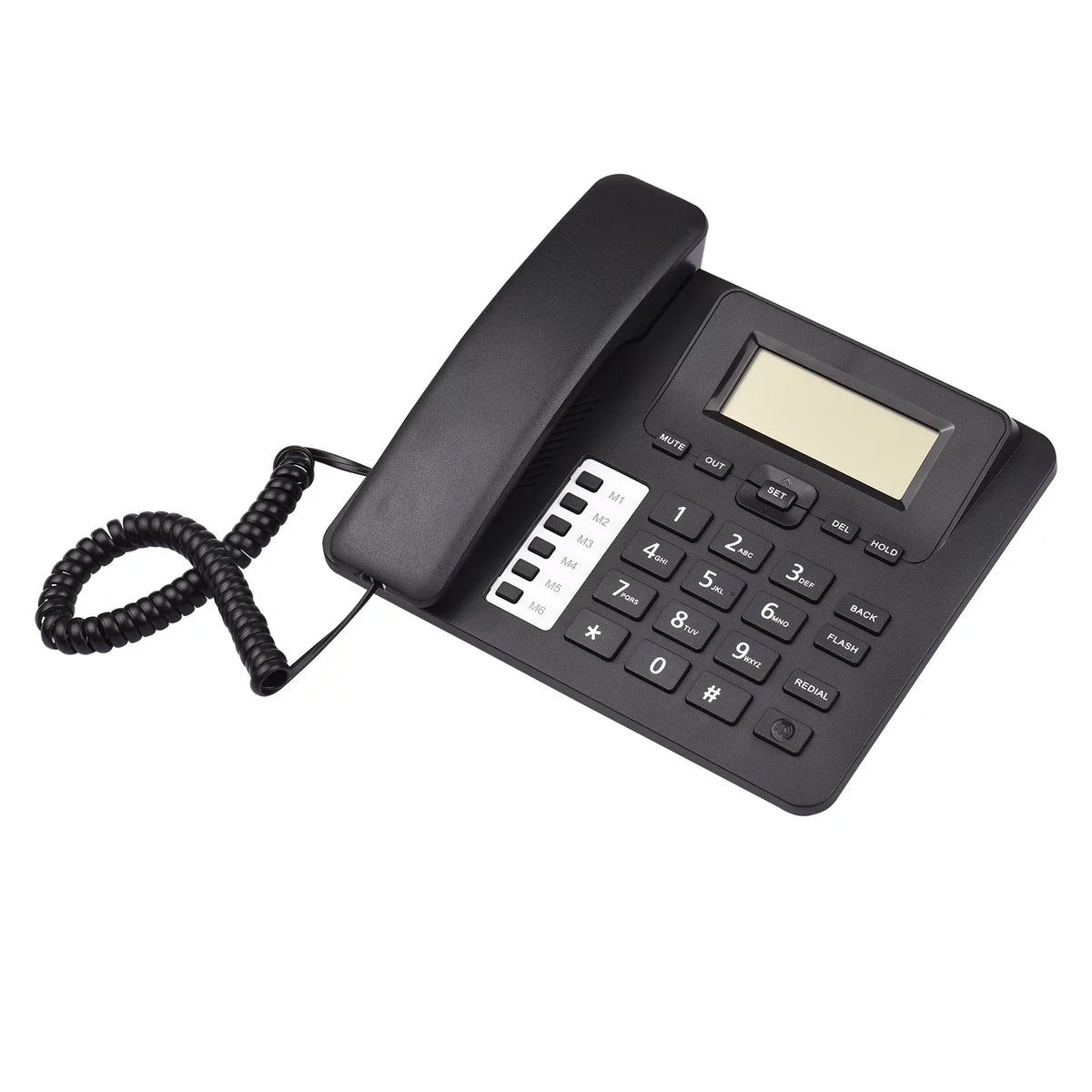 Elderly Landline Hands-Free/Redial/Flash/Speed Desk Sound Control for IC Black Dual Home Real-time Date Seniors Support Corded DTMF/FSK Built-in System Dial/Ring Meterk Phone Chip Telephone Phone