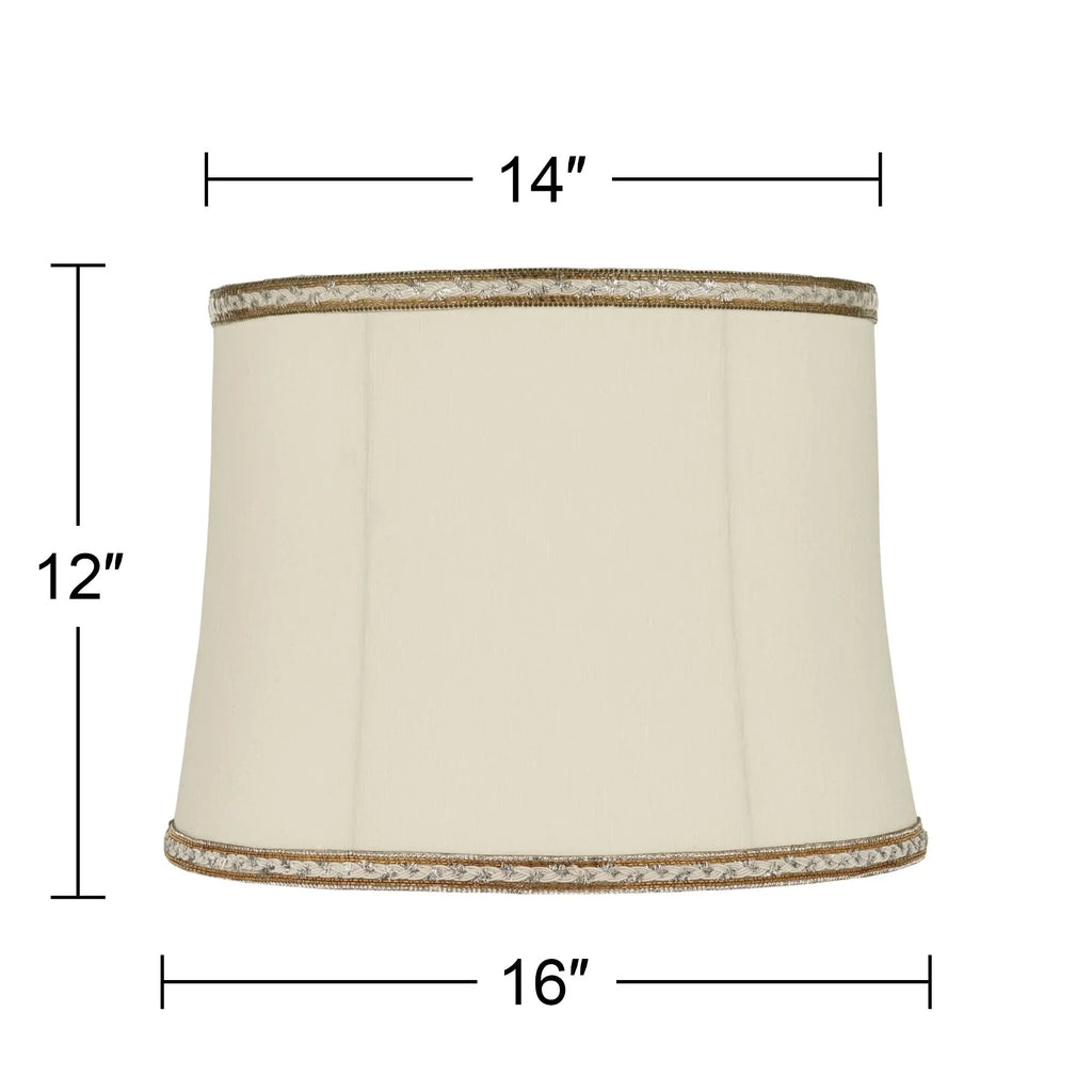 Cream Springcrest Fitting x Finial High 16" Drum Lamp Replacement 14" and Washer Harp 12" Medium Shades Bottom x Top Milano