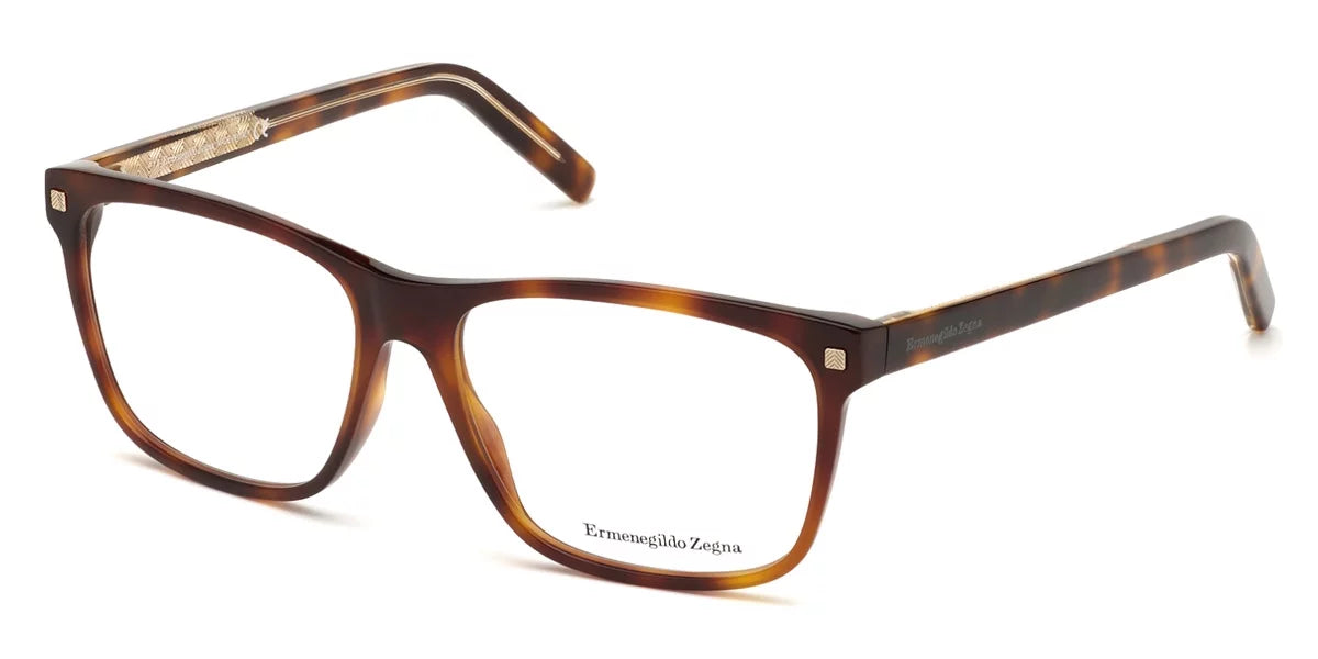 and Crystral/Vicuna Havana Rim EZ5170 Classic Havana/Shiny Shiny Zegna Rectangle Eyeglasses Ermenegildo Full