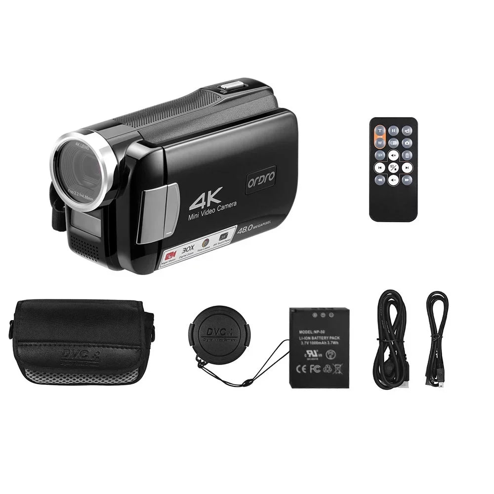 and 4K - Capture Camera Digital Photos Zoom, ORDRO 30X AC2 Vision Video Videos Stunning Camcorder, Recorder, Night 48MP