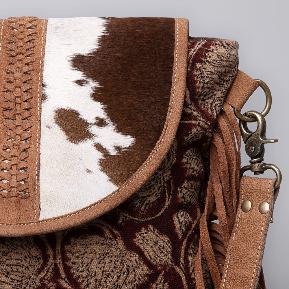 bag KB purse women Cross western Body Upcycled handbag Hair-On OHLAY Canvas KB483 Genuine Leather