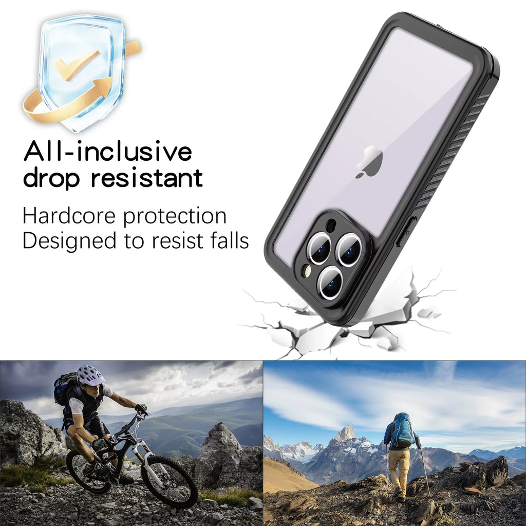 6.7 Waterproof 15 Screen Dteck Built-in iPhone Black Underwater Full Case Pro IP68 Inch, Case Shockproof Protector Body for - Max Protective