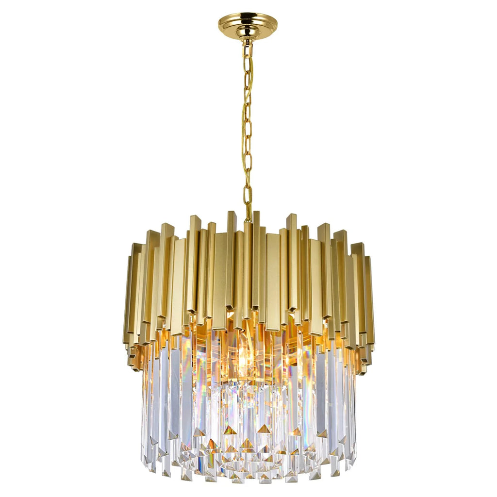 Contemporary 7 Gold CWI Light Metal Deco in Lighting Chandelier Down