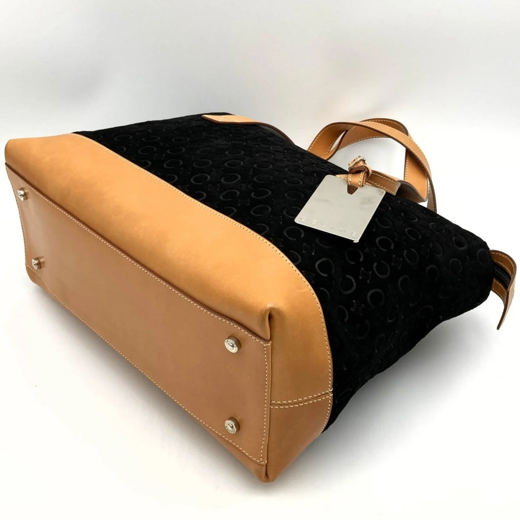 MC00 fashion Pre-Owned ladies leather suede C macadam (Good) USED handbag bag black tote 1 CELINE