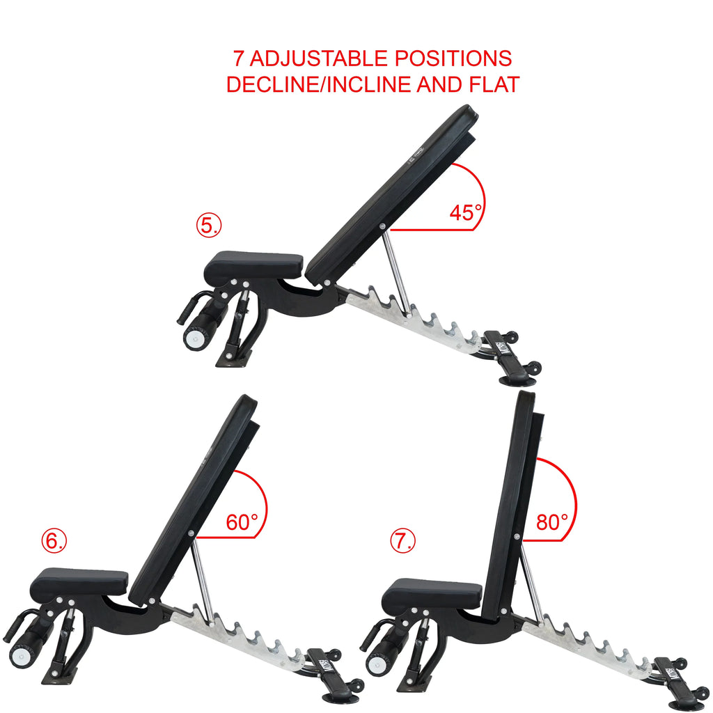 Positions Fitness – -DD-40 Black Duty Flat, Nylon and Weight Bench Incline, Adjustable Including Bench Press, 7 Valor Decline with Wheels Heavy