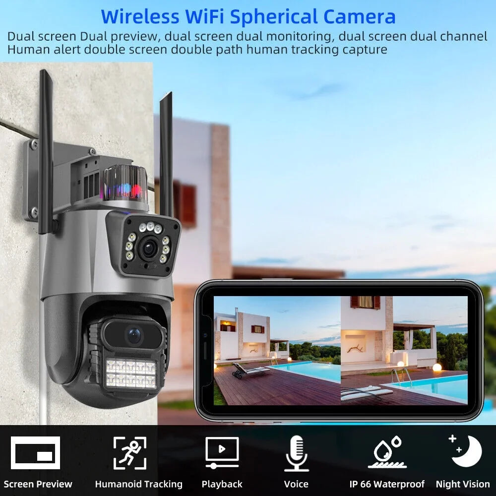 exterior Card Audio Antenna Two-Way TF Camera Dual Slot IP66 Waterproof Real-time Enhanced HD 1080P