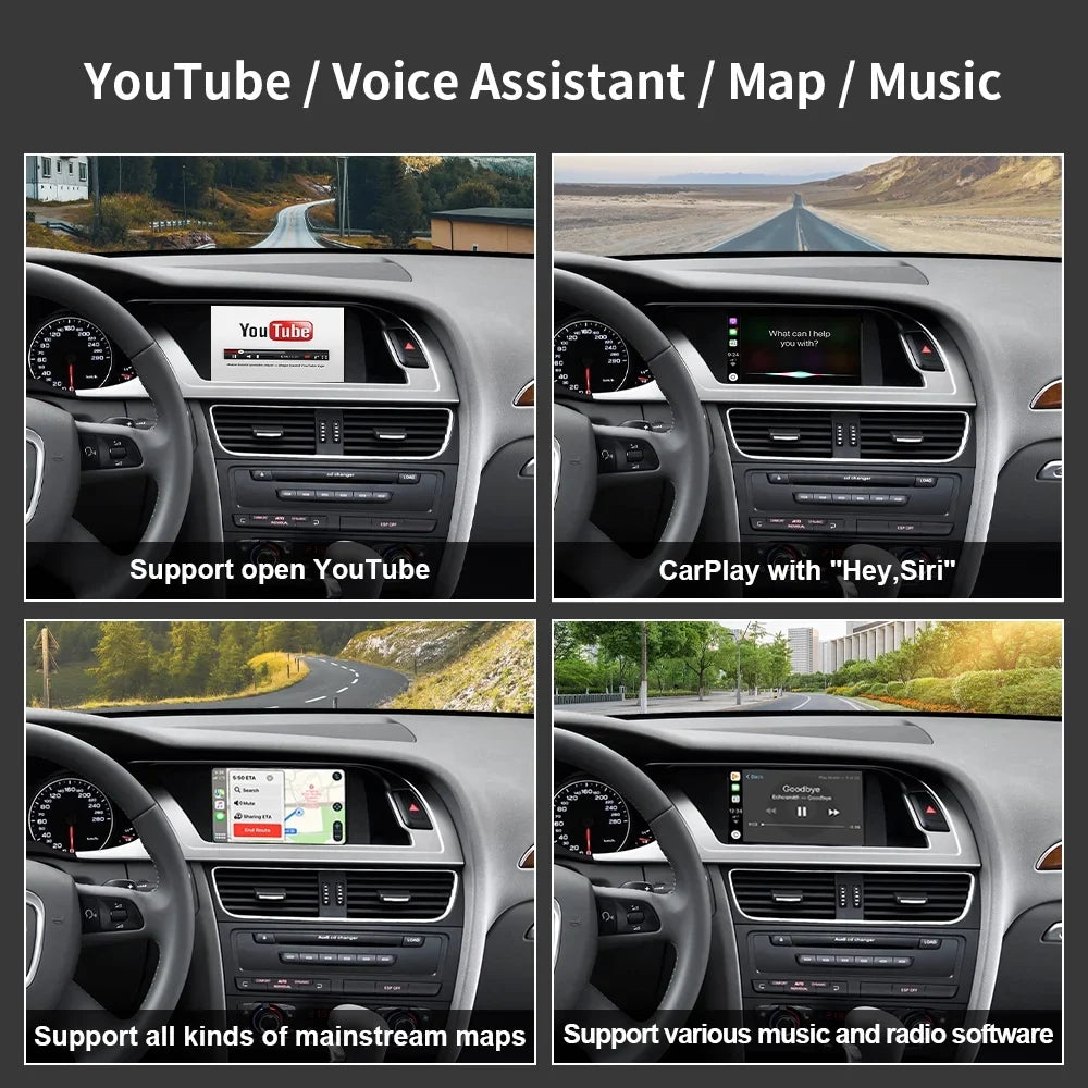 Control,Camera Carplay System,Carplay A5 Q5 RS4 S5 Kit,Mirrorlink,Siri,Navigation,YouTube,Original A4 Auto 3GMMI Ninetom S4 Retrofit for Audi 2008-2015 RS5 Support Android Wireless
