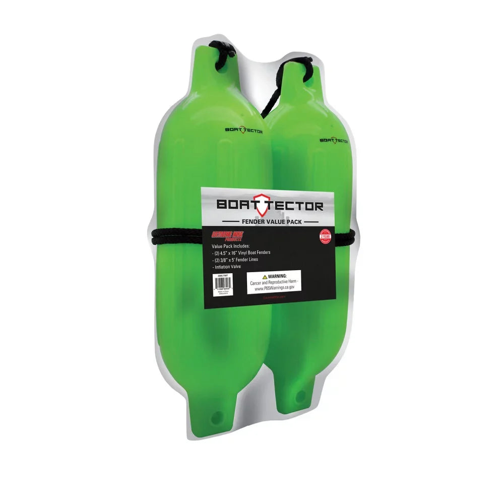 16", BoatTector 4.5" Value Extreme 3006.7587 x Max Fender Inflatable 2-Pack Neon Green -
