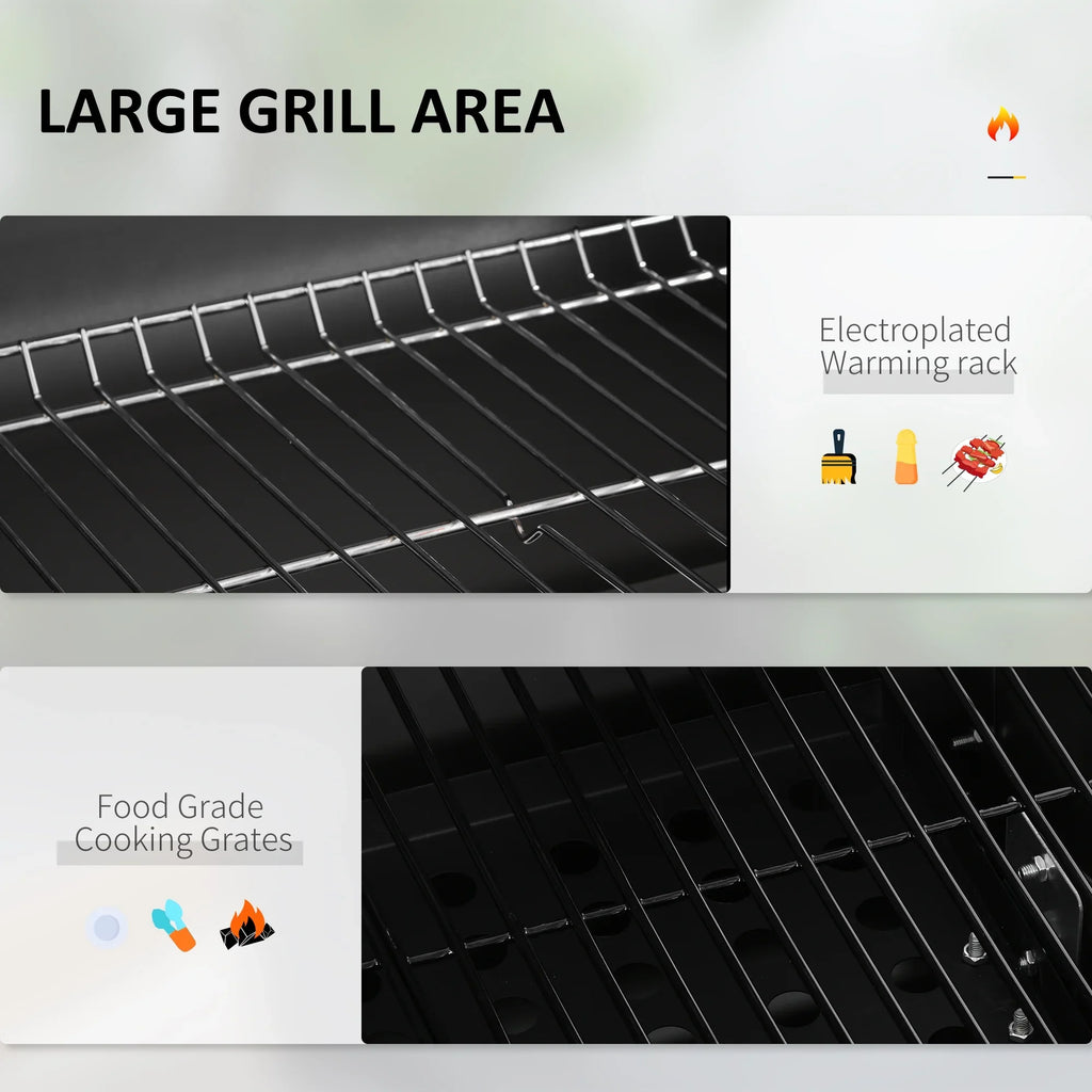 Charcoal Grill, Picnic Camping Storage Handle, Homiyad Wheels Portable Cooker for Bottom exterior Shelf, Backyard Side and Or BBQ Table, Black with