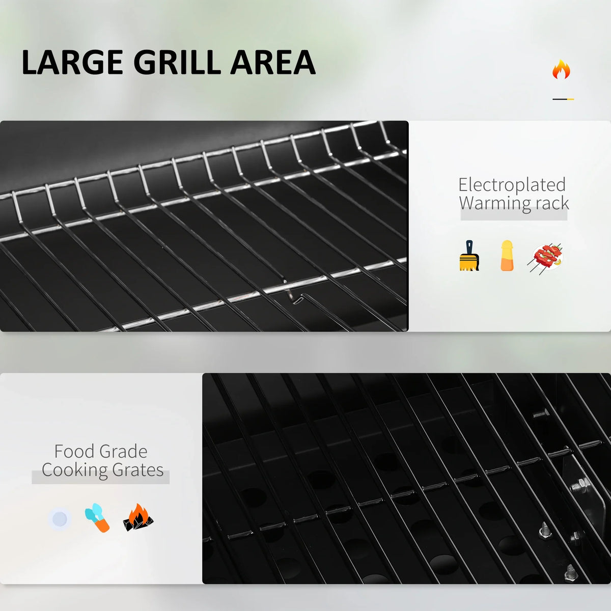 Charcoal Grill, Picnic Camping Storage Handle, Homiyad Wheels Portable Cooker for Bottom exterior Shelf, Backyard Side and Or BBQ Table, Black with