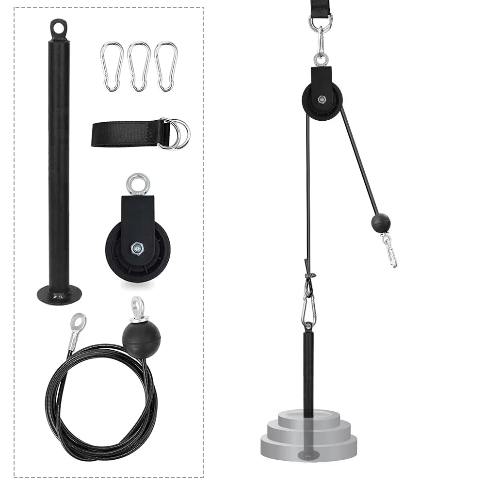 Training Pulley Super-Silent Machine Arm Biceps 360 Degree with Loading Cable Upgraded Fitness Equipment Gym Workout Triceps Strength Pulley Home Detachable Rotation System Pin Attachment