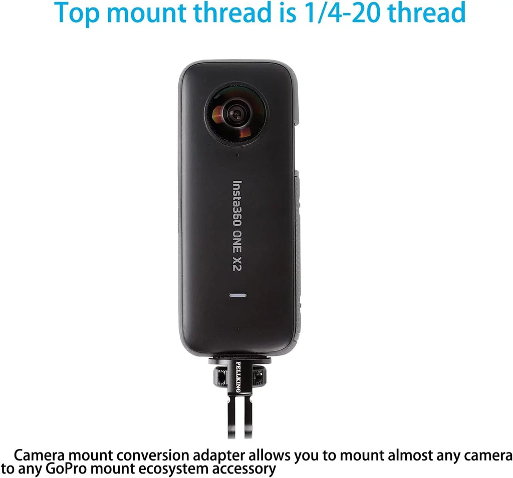 for X/ Camera One CNC Conversion Alloy Head Mount, Tripod Adapter X2 Insta360 Screw Adapter 1/4" Aluminum X3