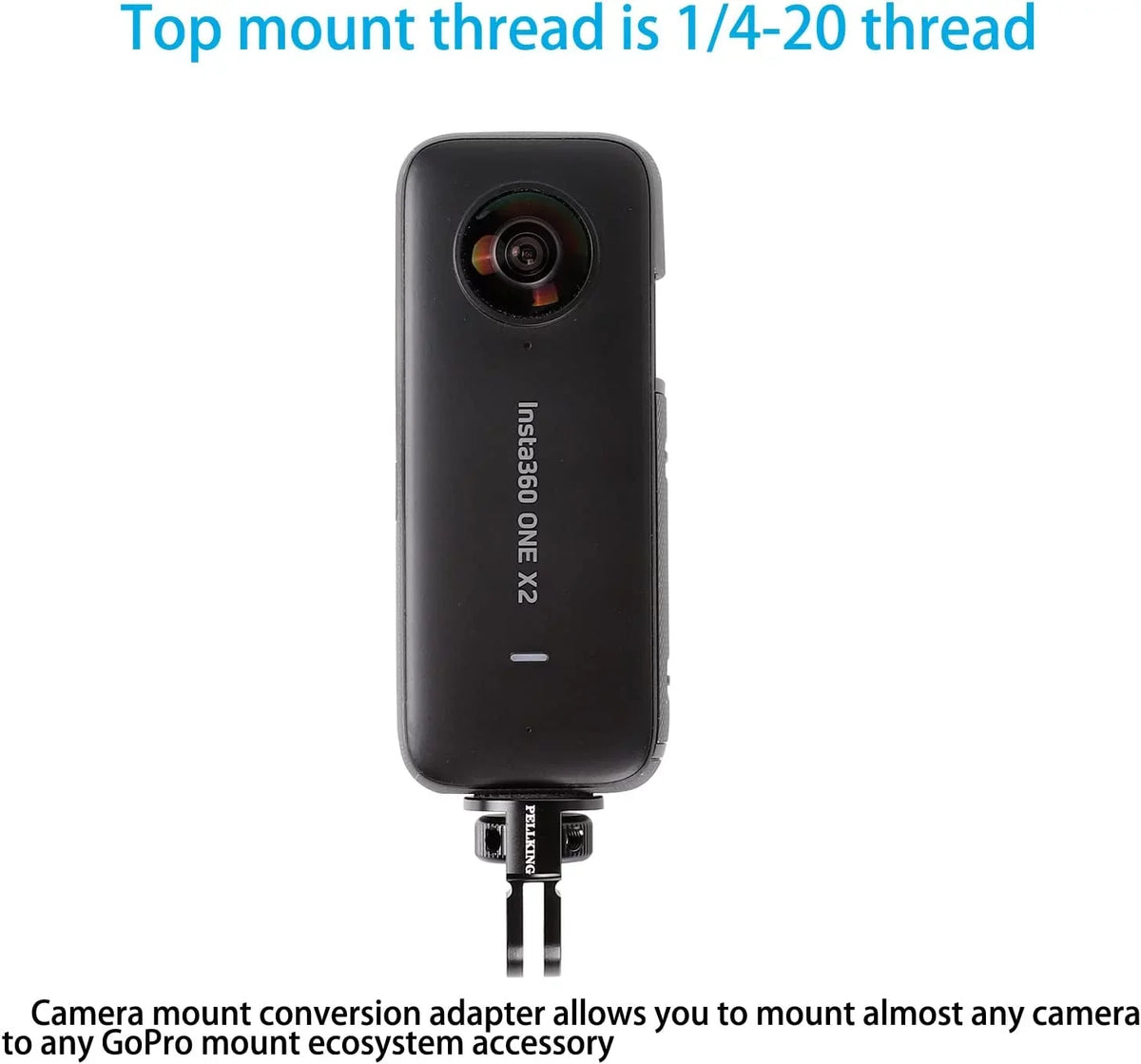 for X/ Camera One CNC Conversion Alloy Head Mount, Tripod Adapter X2 Insta360 Screw Adapter 1/4" Aluminum X3